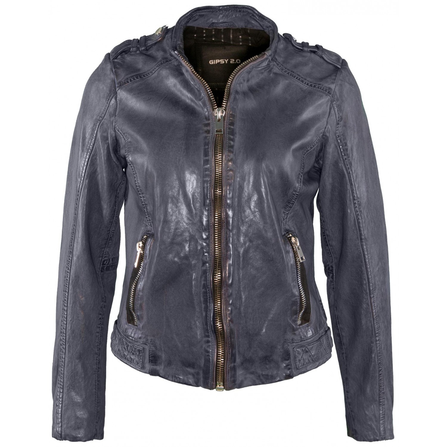 Geaca de Piele Naturala Dama Gipsy Bleumarin Abra SF LAWOV – IMBRACAMINTE