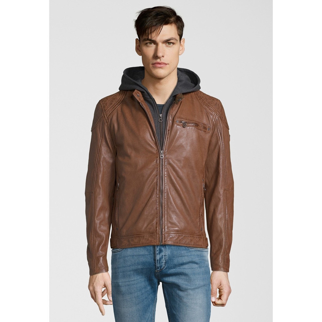 Geaca de Piele Naturala Barbati Gipsy Coniac Alek 2 S19 LABRIV – IMBRACAMINTE