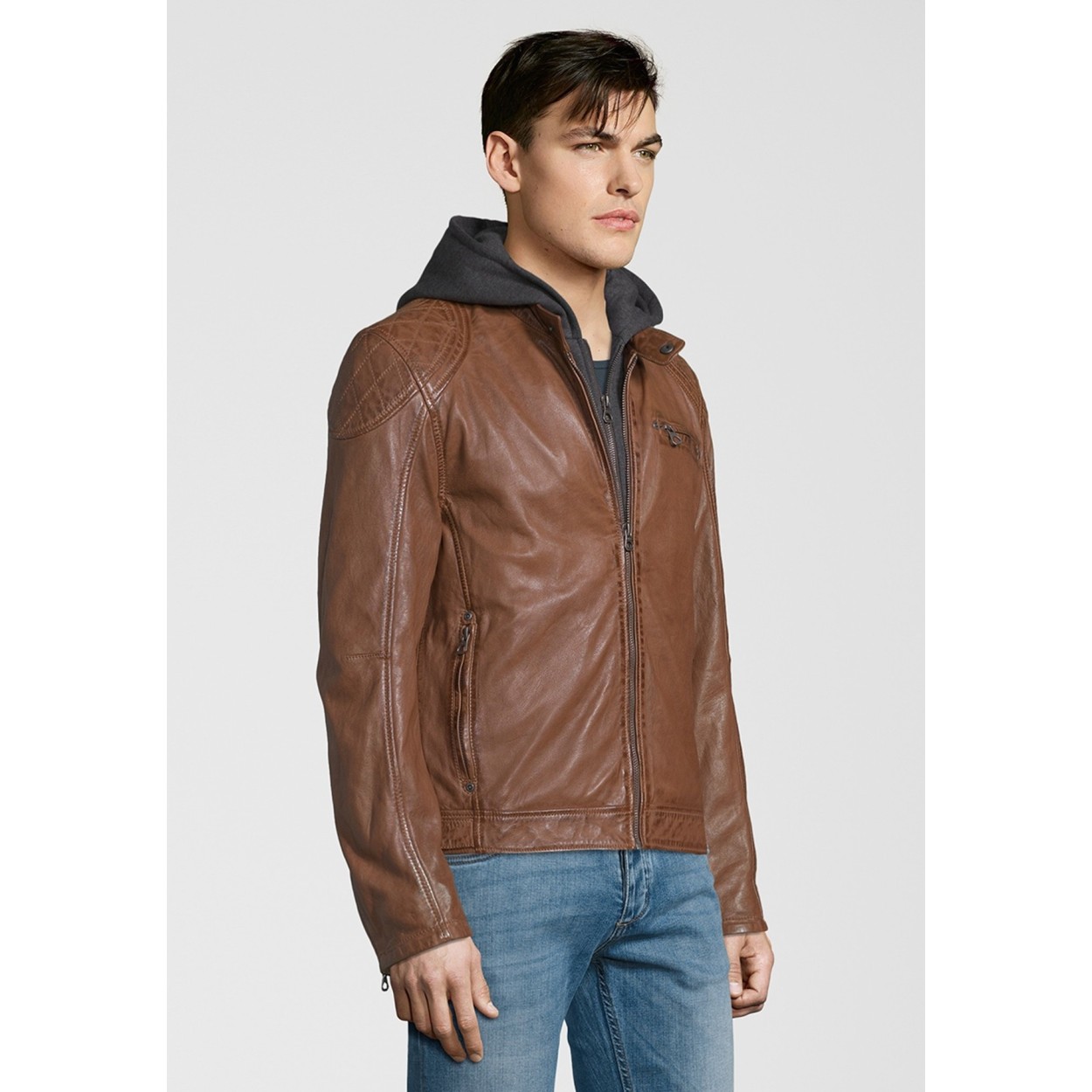 Geaca de Piele Naturala Barbati Gipsy Coniac Alek 2 S19 LABRIV – IMBRACAMINTE