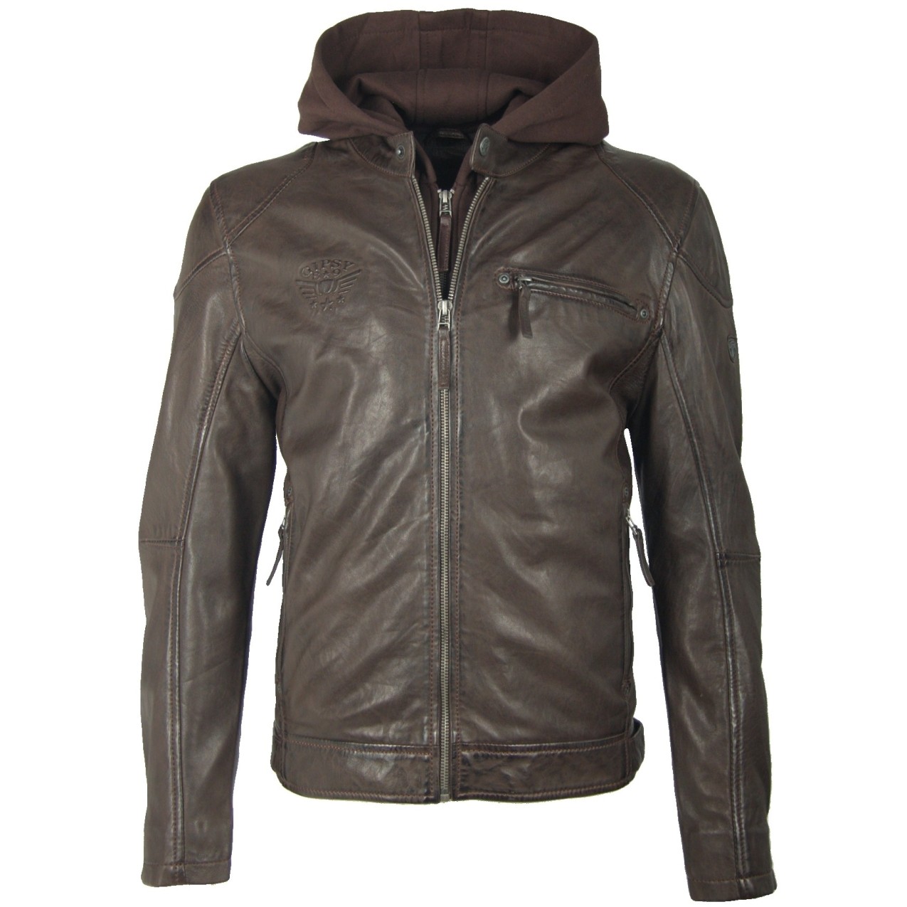 Geaca de Piele Naturala Barbati Gipsy Maro Inchis Alek 3 PN NSLV – IMBRACAMINTE