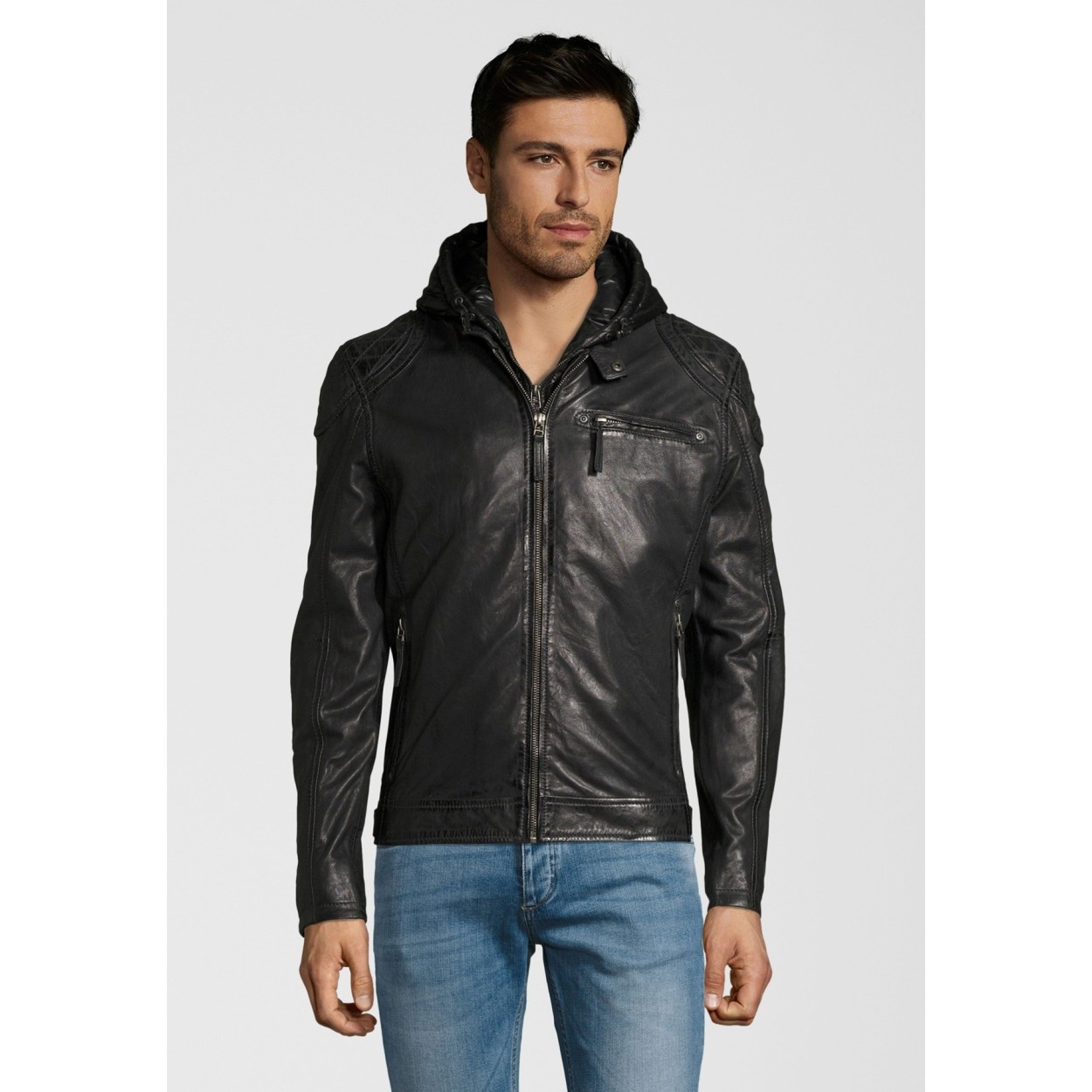Geaca de Piele Naturala Barbati Gipsy Grafit Alek W18 LATRIV – IMBRACAMINTE