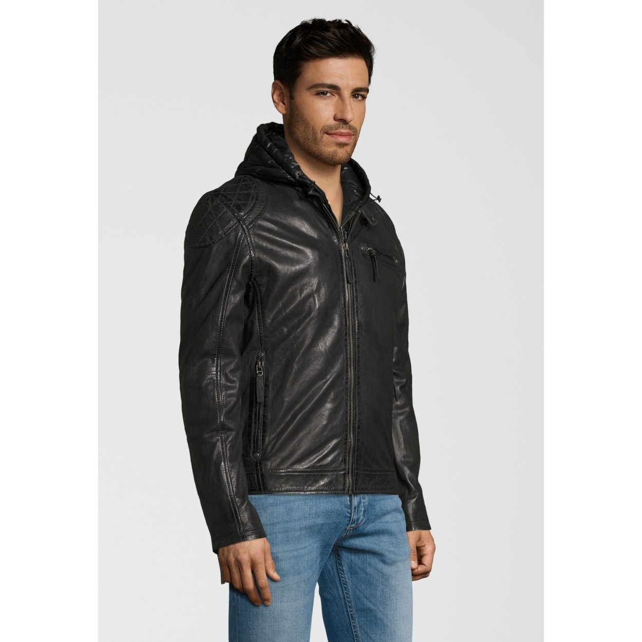 Geaca de Piele Naturala Barbati Gipsy Grafit Alek W18 LATRIV – IMBRACAMINTE