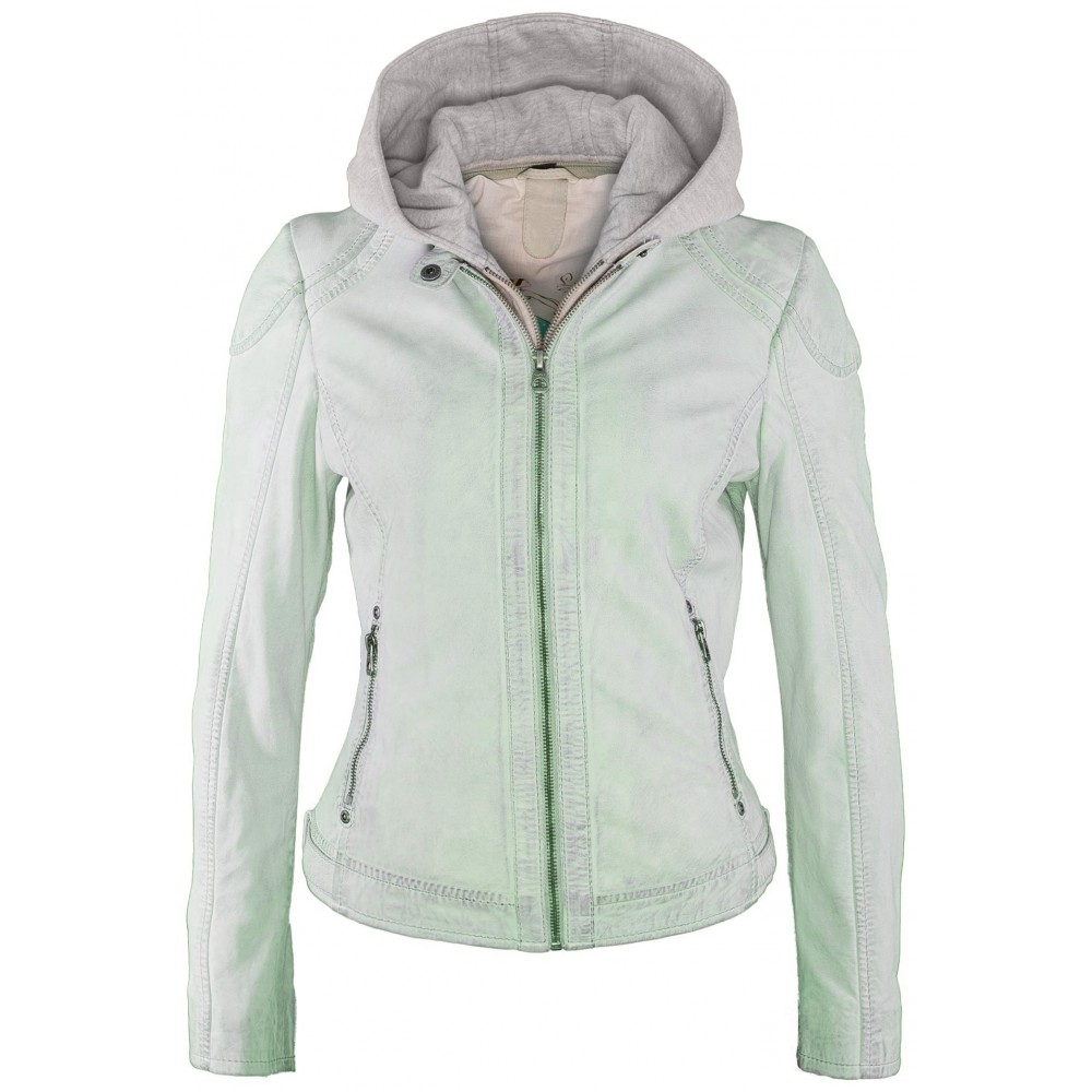 Geaca de Piele Naturala Dama Gipsy Verde Deschis Angy LAMAS - readytowear