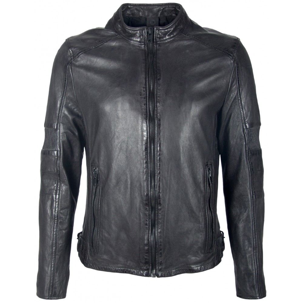 Geaca de Piele Naturala Barbati Gipsy Neagra Aput SF LAVOP - readytowear.ro