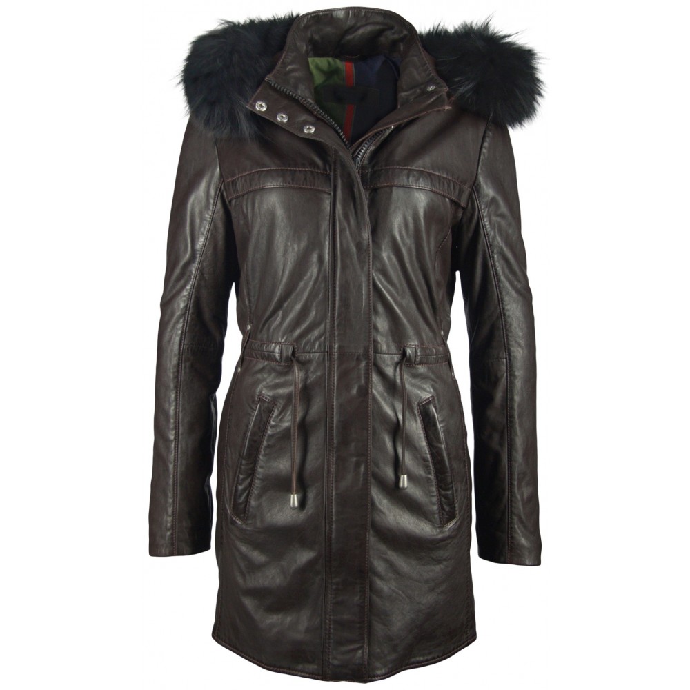 Geaca Lunga de Piele Naturala Dama Gipsy Maro Inchis Aubrey NSLONTV W Geaca Lunga de Piele Naturala Dama Gipsy Maro Inchis Aubrey NSLONTV W - readytowear