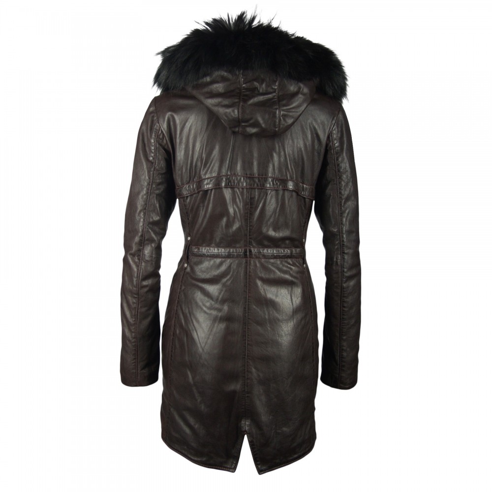 Geaca Lunga de Piele Dama Deercraft Maro Inchis Aubrey NSLONTV W geci de piele - readytowear.ro