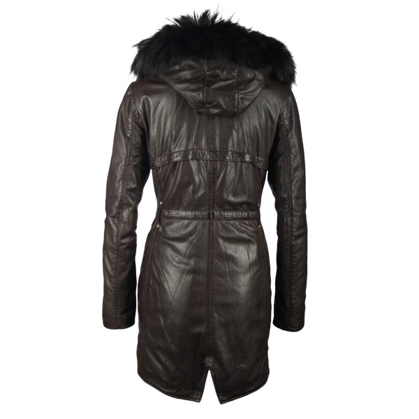 Geaca Lunga de Piele Dama Deercraft Maro Inchis Aubrey NSLONTV W – Black Friday — fotografia 2