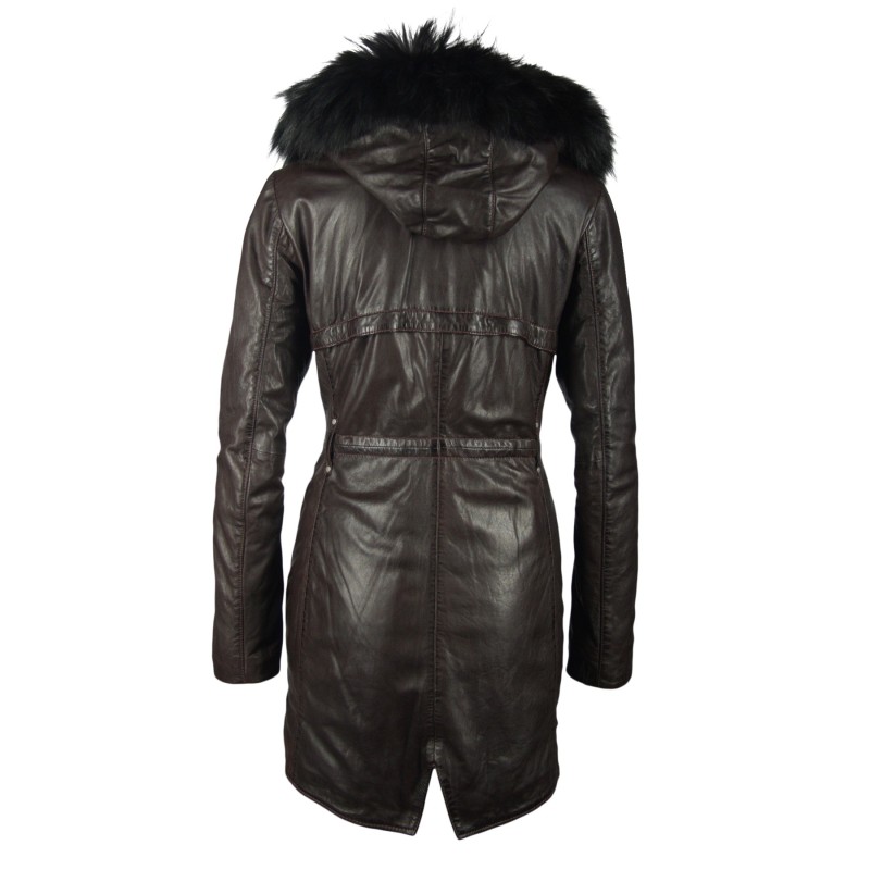 Geaca Lunga de Piele Naturala Dama Gipsy Maro Inchis Aubrey NSLONTV W – IMBRACAMINTE