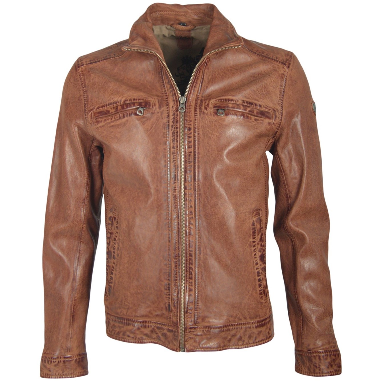 Geaca de Piele Naturala Barbati Gipsy Coniac Inchis Ayden SF LVW – IMBRACAMINTE