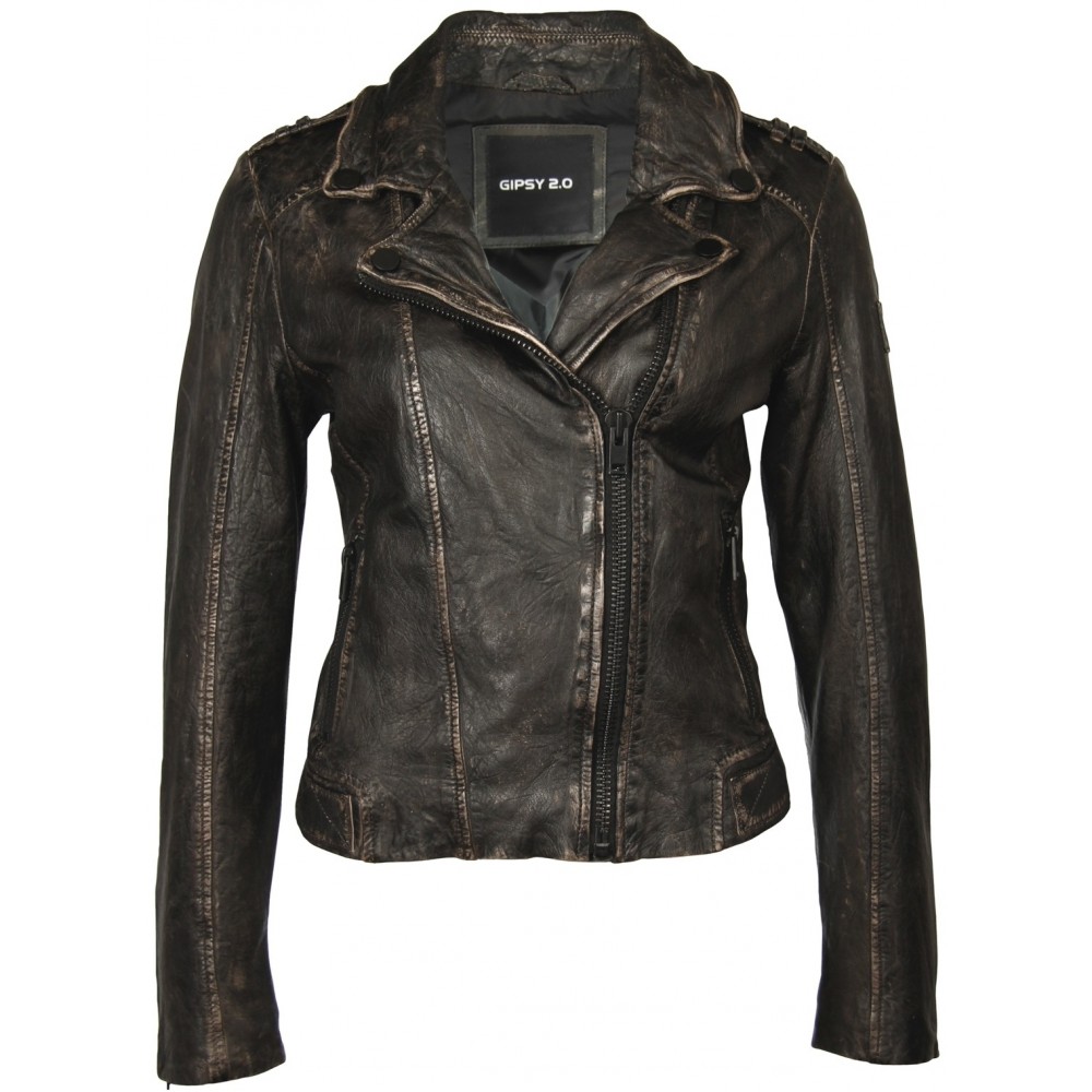 Geaca de Piele Naturala Dama Gipsy Neagra Vintage Bala 2 SF LACOV Geaca de Piele Naturala Dama Gipsy Neagra Vintage Bala 2 SF LACOV - readytowear