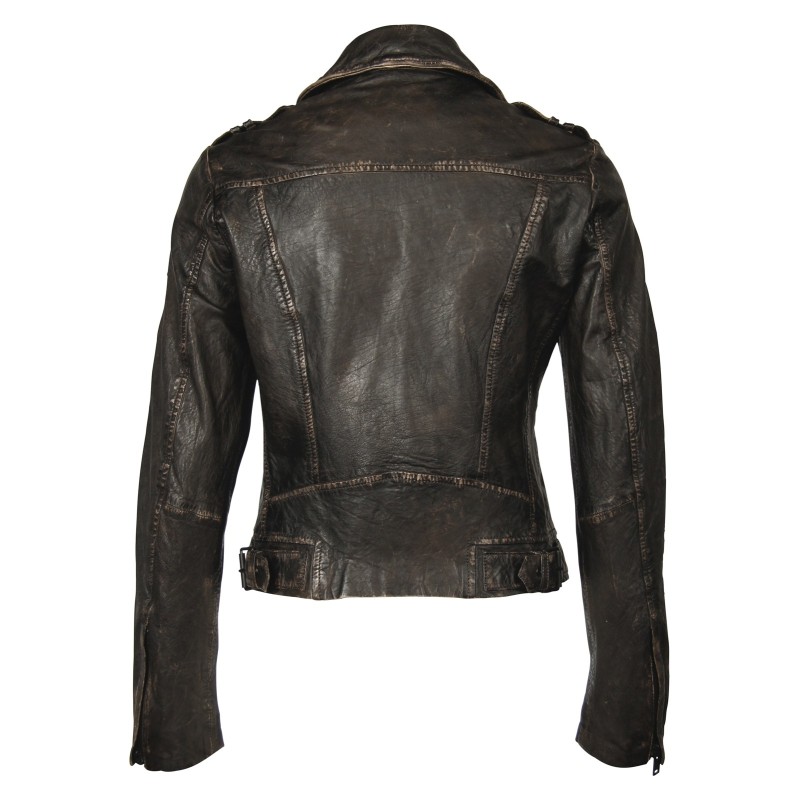 Geaca de Piele Naturala Dama Gipsy Neagra Vintage Bala 2 SF LACOV – IMBRACAMINTE