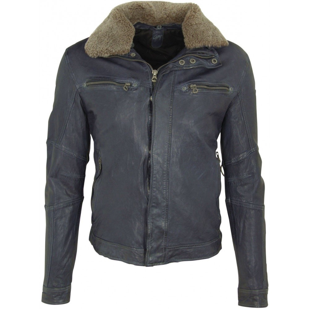 Geaca de Piele Naturala Barbati Gipsy Bleumarin Balton LAWOV W Geaca de Piele Naturala Barbati Gipsy Bleumarin Balton LAWOV W - readytowear.ro