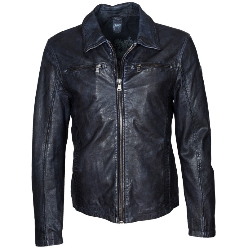 Geaca din Piele Naturala Barbati Gipsy Bleumarin Bart S16 LAKEV – IMBRACAMINTE