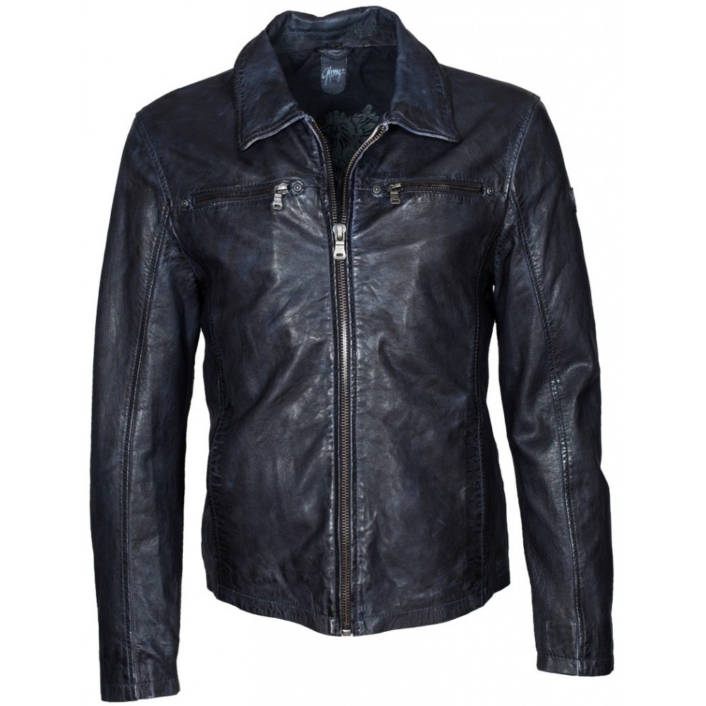 Geaca din Piele Naturala Barbati Gipsy Bleumarin Bart S16 LAKEV - readytowear