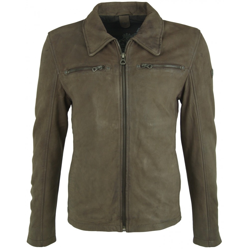 Geaca de Piele Naturala Barbati Gipsy Olive Bart W17 LABONV - readytowear