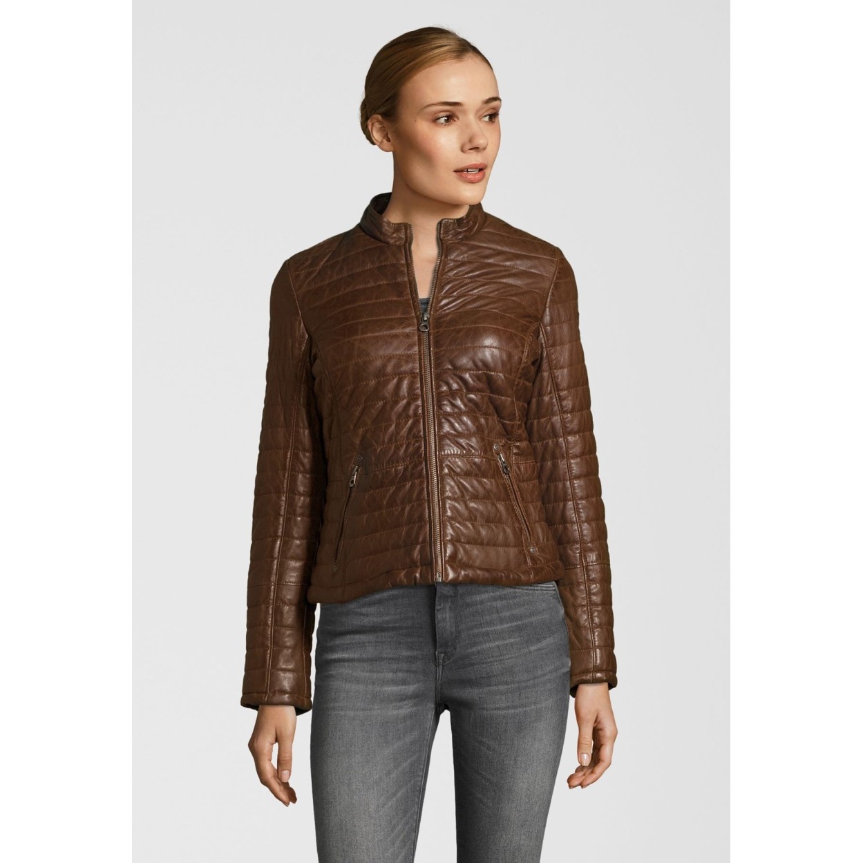 Geaca de Piele Naturala Dama Gipsy Maro Inchis Baya LNB W – IMBRACAMINTE