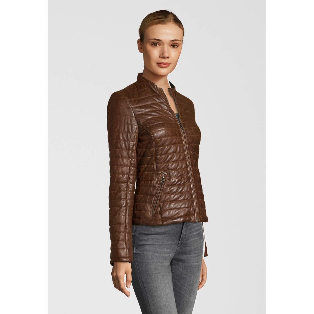 Geaca de Piele Naturala Dama Gipsy Maro Inchis Baya LNB W – IMBRACAMINTE