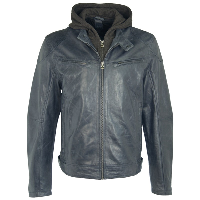 Geaca de Piele Barbati Gipsy Albastra Biko W09 LACRUV – IMBRACAMINTE