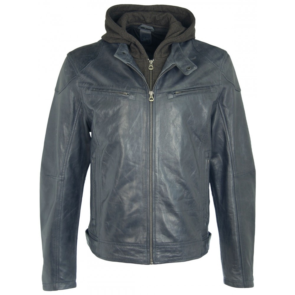 Geaca de Piele Naturala Barbati Gipsy Albastra Biko W09 LACRUV - readytowear