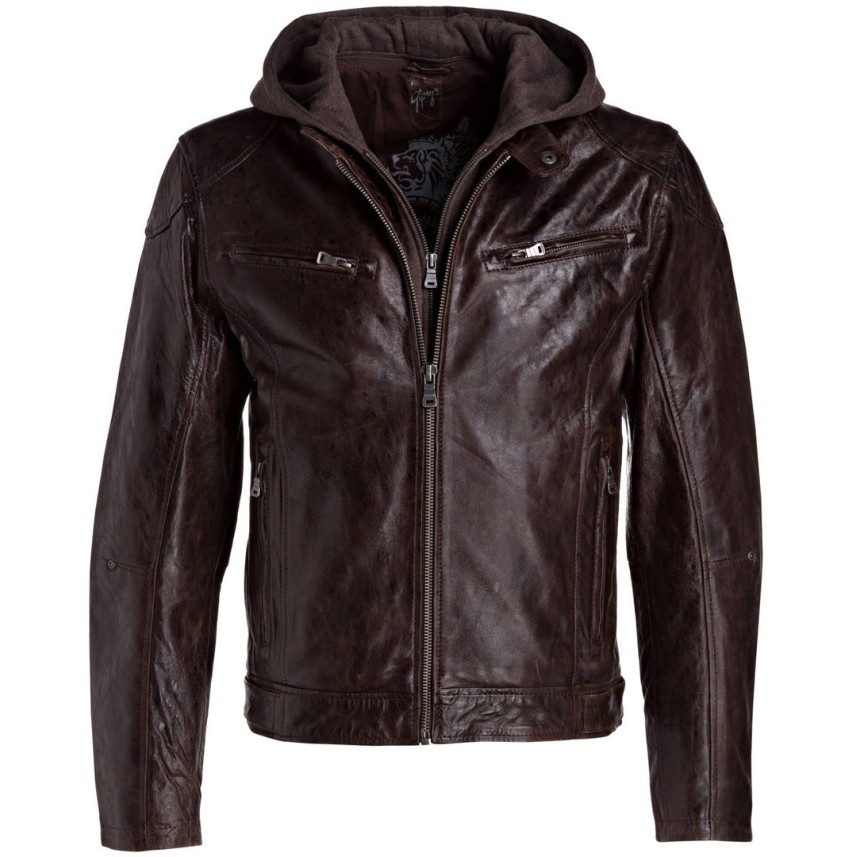 Geaca de Piele Barbati Gipsy Maro inchis Biko W09 LACRUV – IMBRACAMINTE