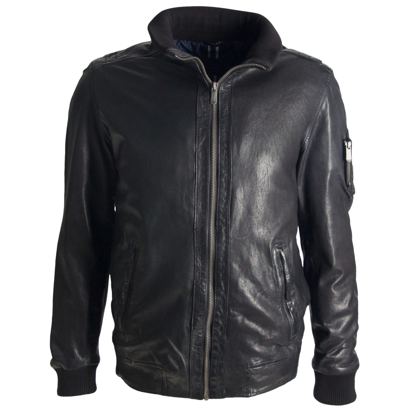 Geaca de Piele Naturala Barbati Gipsy Neagra Blast LALIV – IMBRACAMINTE