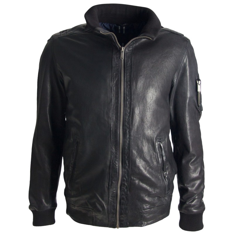 Geaca de Piele Naturala Barbati Gipsy Neagra Blast LALIV – IMBRACAMINTE