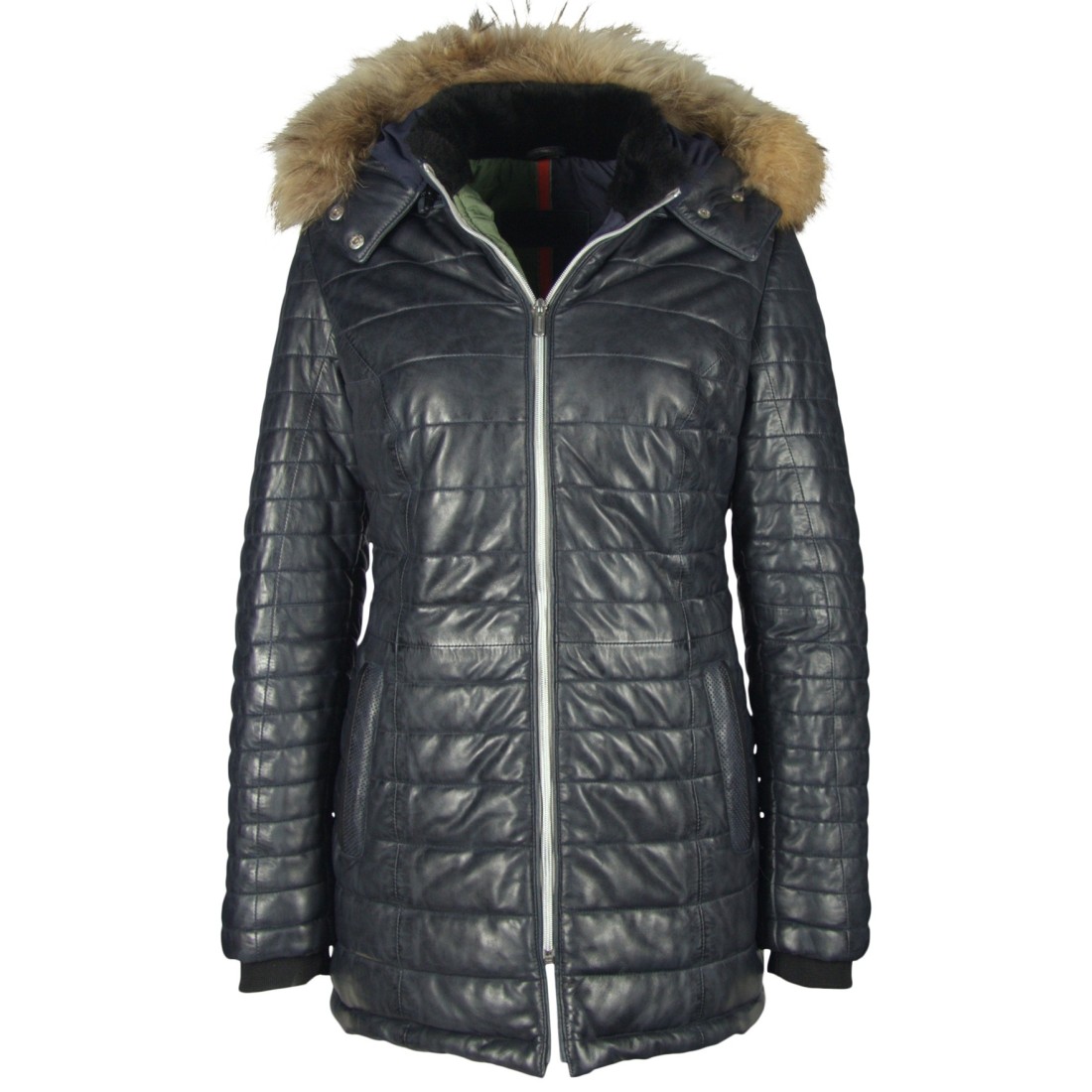 Geaca Lunga de Piele Naturala Dama Gipsy Bleumarin Bleak LNBV W – IMBRACAMINTE