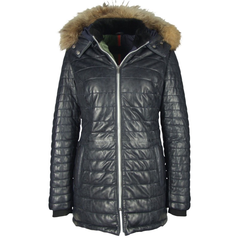 Geaca Lunga de Piele Naturala Dama Gipsy Bleumarin Bleak LNBV W – IMBRACAMINTE