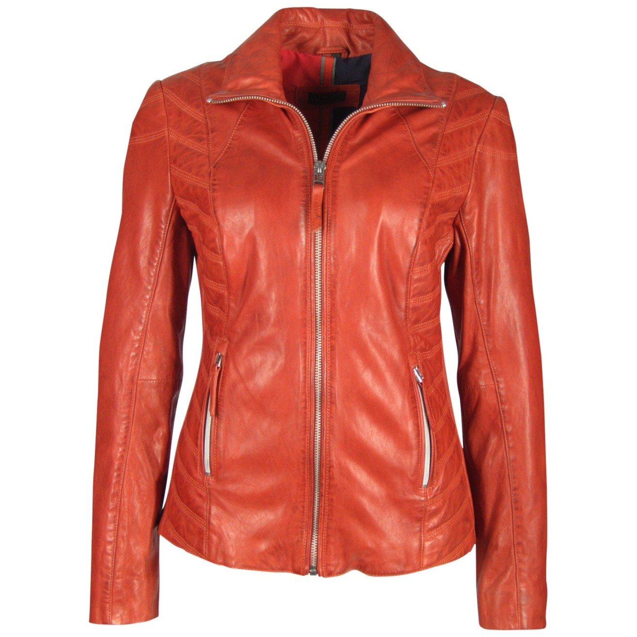 Geaca de Piele Naturala Dama Gipsy Rosu Aprins Breeze LASARV – IMBRACAMINTE