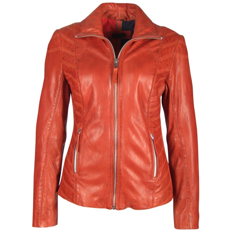 Geaca de Piele Naturala Dama Gipsy Rosu Aprins Breeze LASARV – IMBRACAMINTE