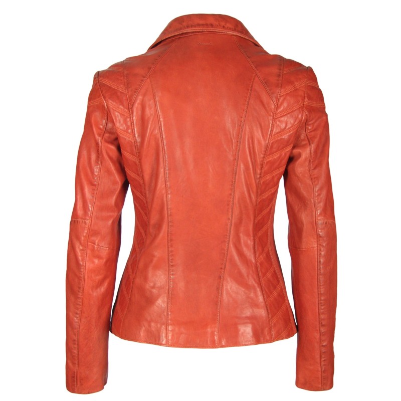 Geaca de Piele Naturala Dama Gipsy Rosu Aprins Breeze LASARV – IMBRACAMINTE