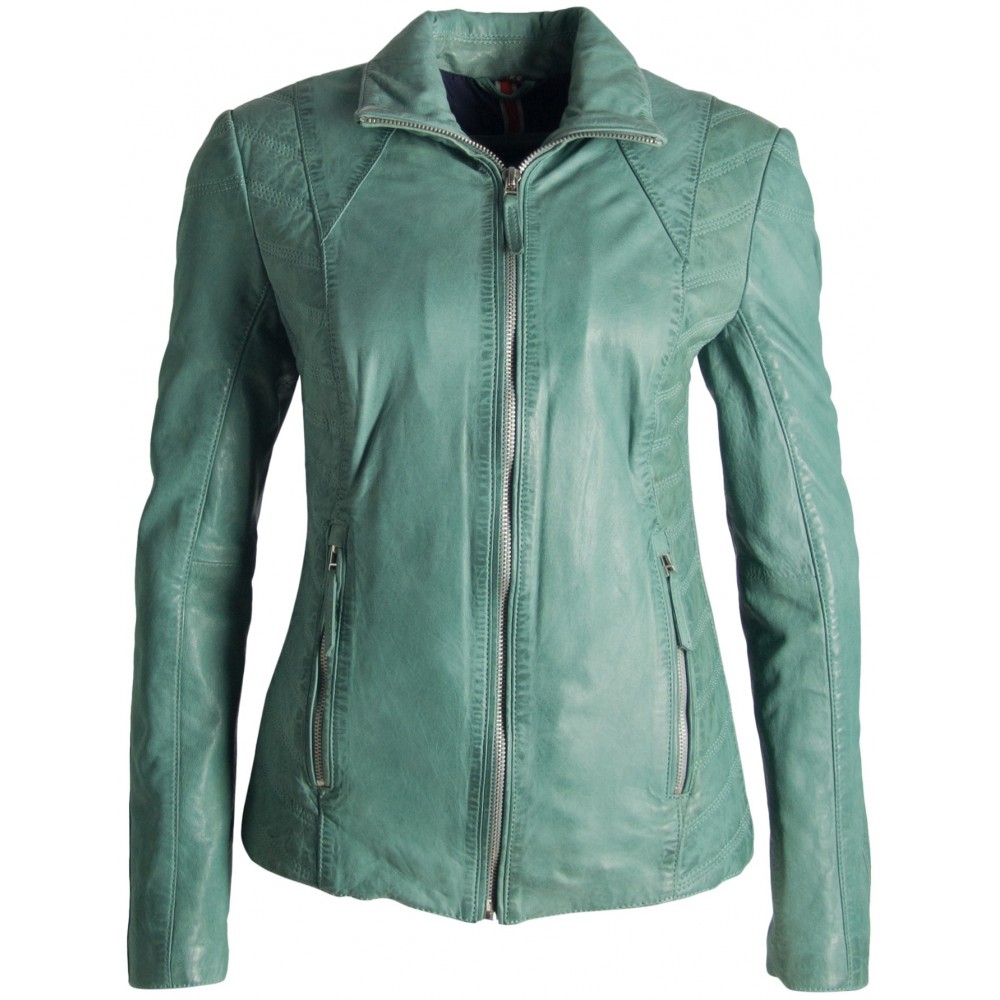 Geaca de Piele Naturala Dama Gipsy Turcoaz Breeze LASARV Geaca de Piele Naturala Dama Gipsy Turcoaz Breeze LASARV - readytowear.ro