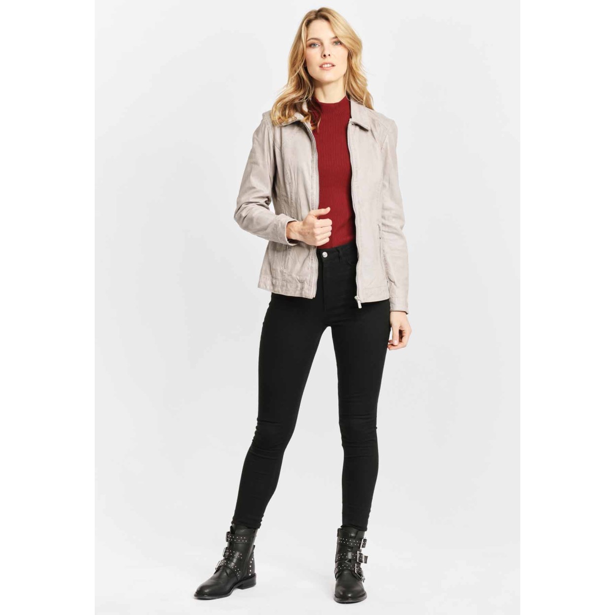 Geaca de Piele Naturala Dama Gipsy Gri Breeze S20 LAJUV – IMBRACAMINTE