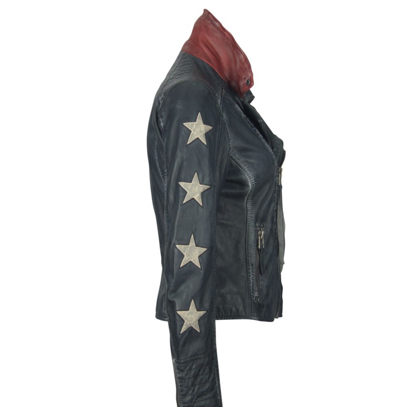 Geaca de Piele Naturala Dama Gipsy Bleumarin Cady LARETV – IMBRACAMINTE