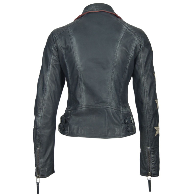 Geaca de Piele Naturala Dama Gipsy Bleumarin Cady LARETV – IMBRACAMINTE