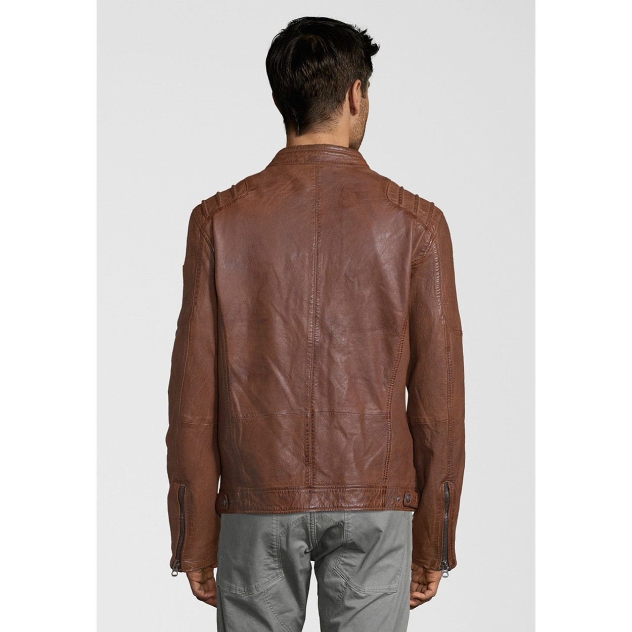 Geaca de Piele Naturala Barbati Gipsy Coniac Inchis Camren S19 LASYV – IMBRACAMINTE