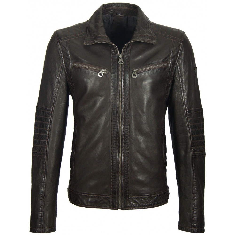 Geaca de Piele Naturala Barbati Gipsy Maro Inchis Carlow NSLV Geaca de Piele Naturala Barbati Gipsy Maro Inchis Carlow NSLV - readytowear.ro