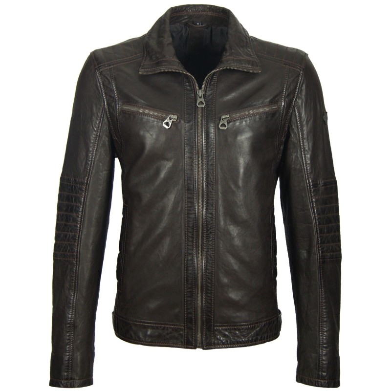 Geaca de Piele Naturala Barbati Gipsy Maro Inchis Carlow NSLV – IMBRACAMINTE