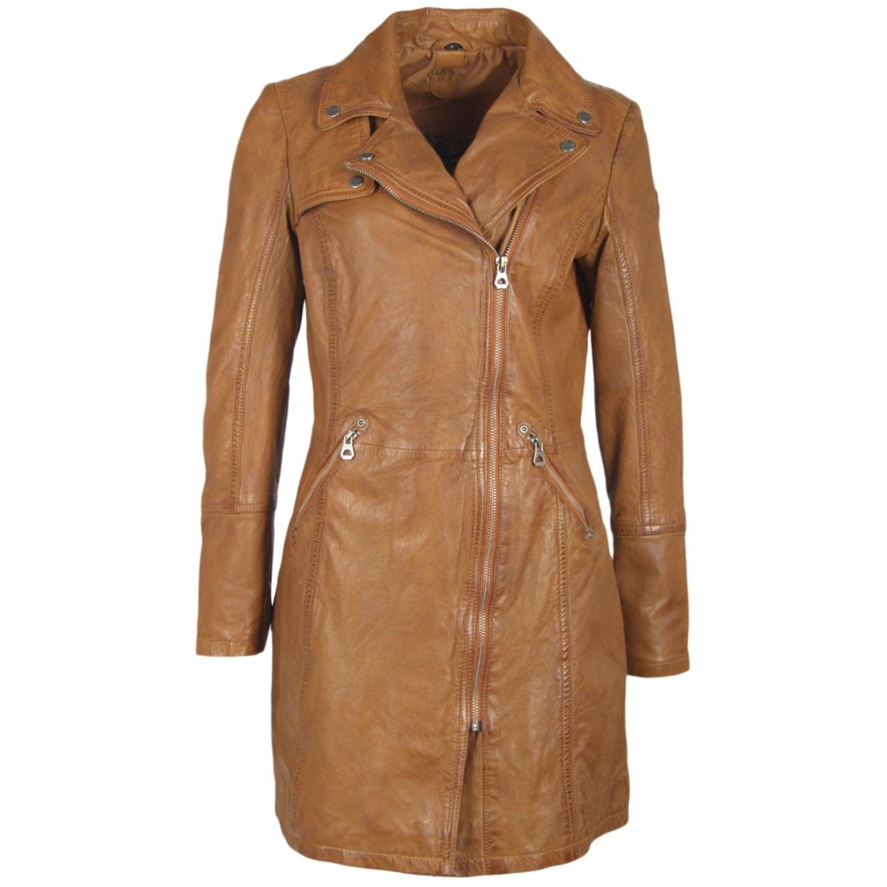 Geaca Lunga de Piele Naturala Dama Gipsy Coniac Inchis Caro LONTV Geaca Lunga de Piele Naturala Dama Gipsy Coniac Inchis Caro LONTV - readytowear