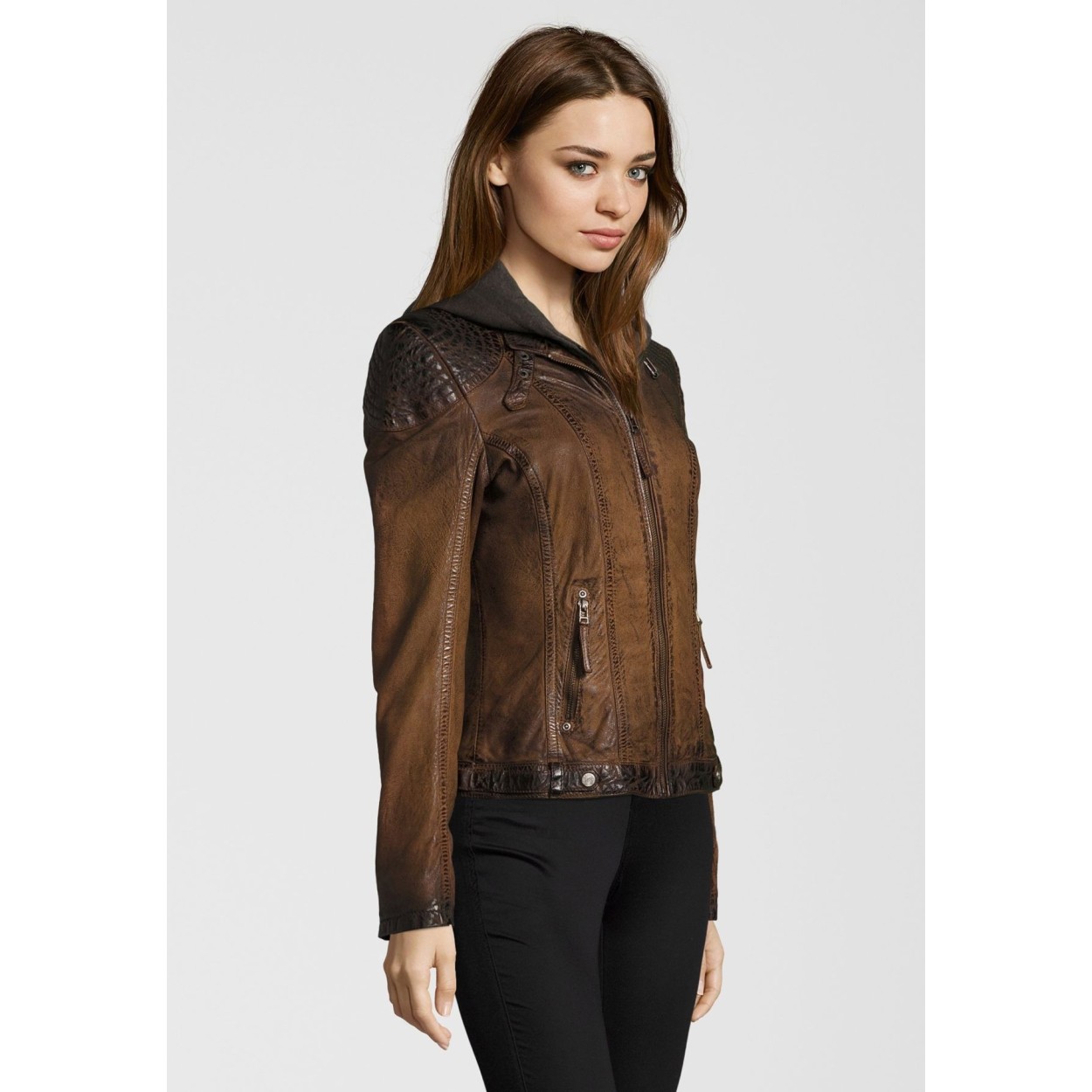 Geaca de Piele Dama Gipsy Maro Antic Cascha LAMOV – Black Friday