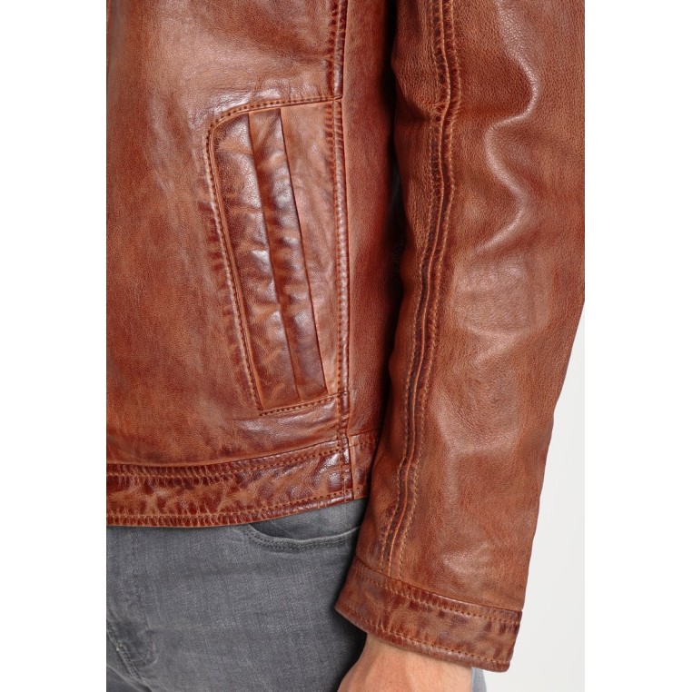 Geaca de Piele Naturala Barbati Gipsy Coniac Cave LALYV – IMBRACAMINTE