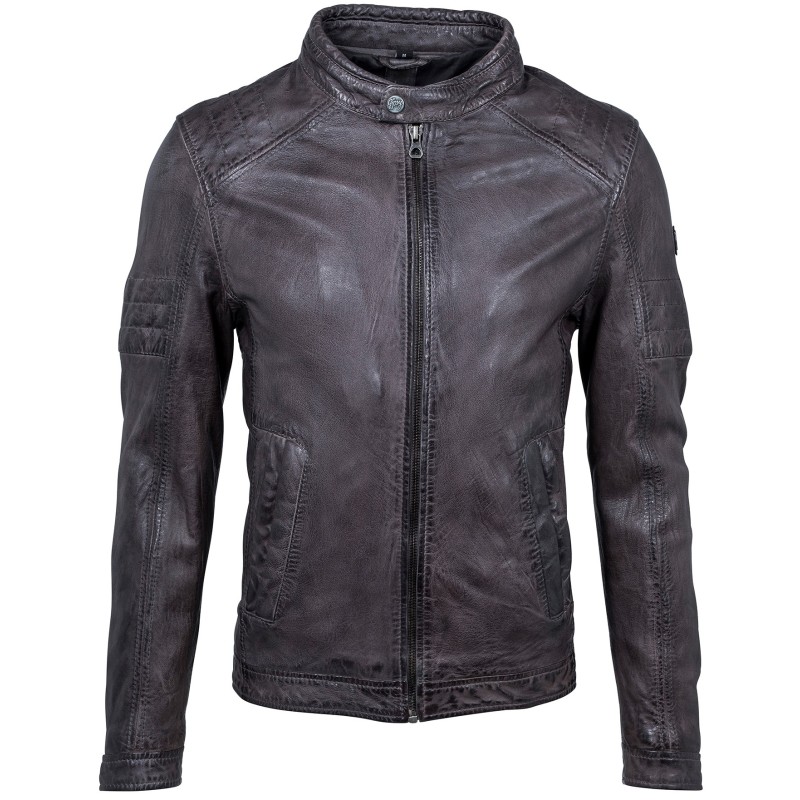 Geaca de Piele Naturala Barbati Gipsy Gri Inchis Cave SF W18 LANOV – Black Friday