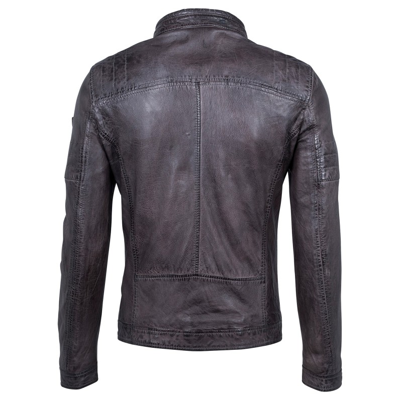 Geaca de Piele Naturala Barbati Gipsy Gri Inchis Cave SF W18 LANOV – Black Friday