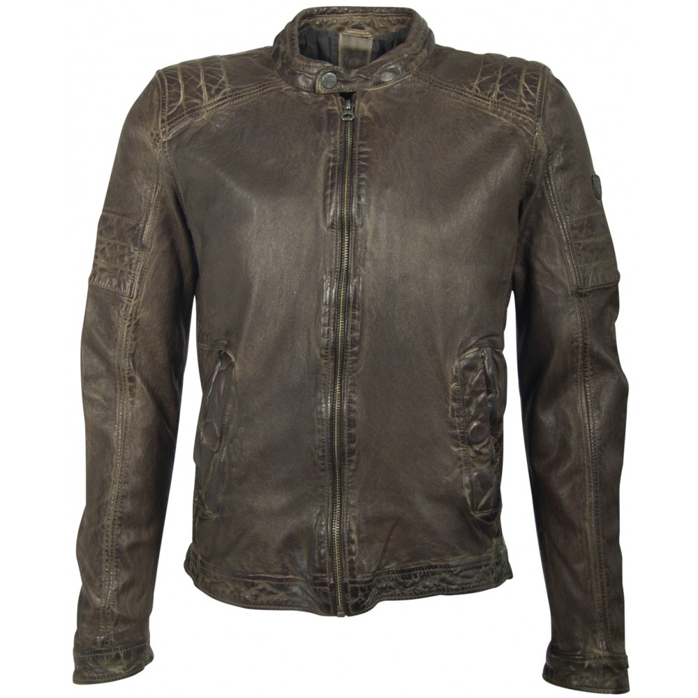 Geaca de Piele Naturala Barbati Gipsy Olive Cave W18 LANOV - readytowear