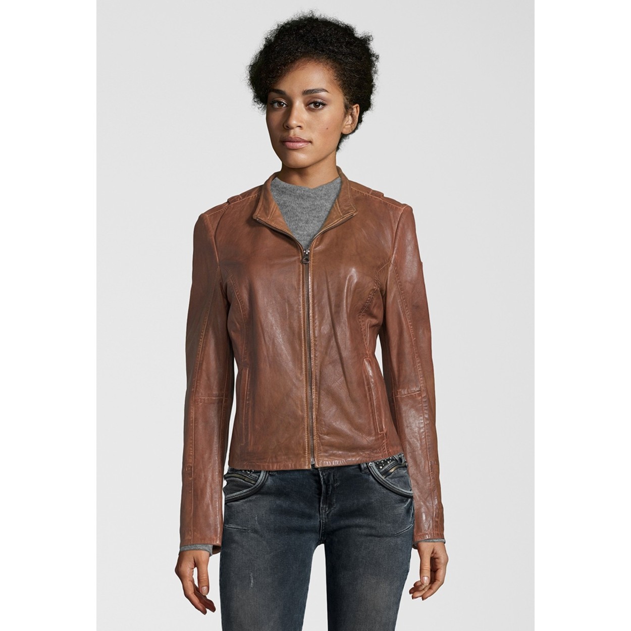 Geaca de Piele Naturala Dama Gipsy Coniac Chessy S19 NSLONTV – IMBRACAMINTE