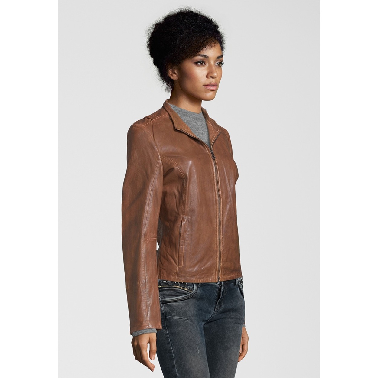 Geaca de Piele Naturala Dama Gipsy Coniac Chessy S19 NSLONTV – IMBRACAMINTE