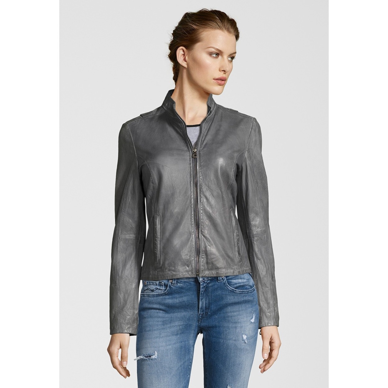 Geaca de Piele Naturala Dama Gipsy Albastru Deschis Chessy S19 NSLONTV – IMBRACAMINTE