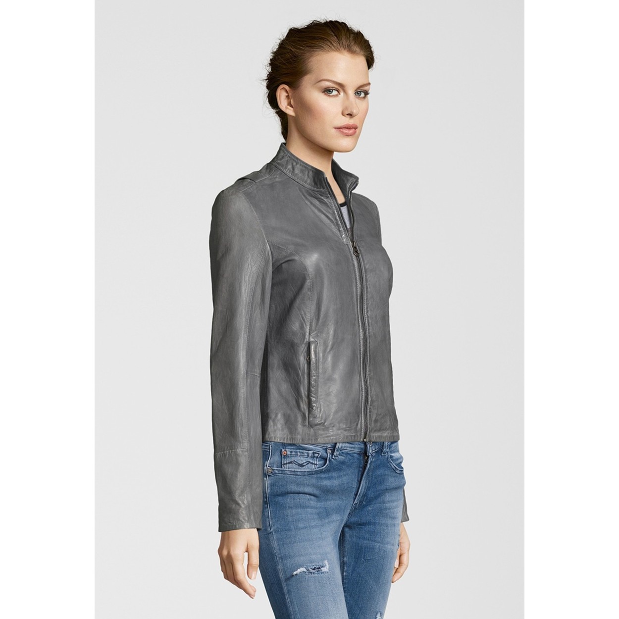 Geaca de Piele Naturala Dama Gipsy Albastru Deschis Chessy S19 NSLONTV – IMBRACAMINTE