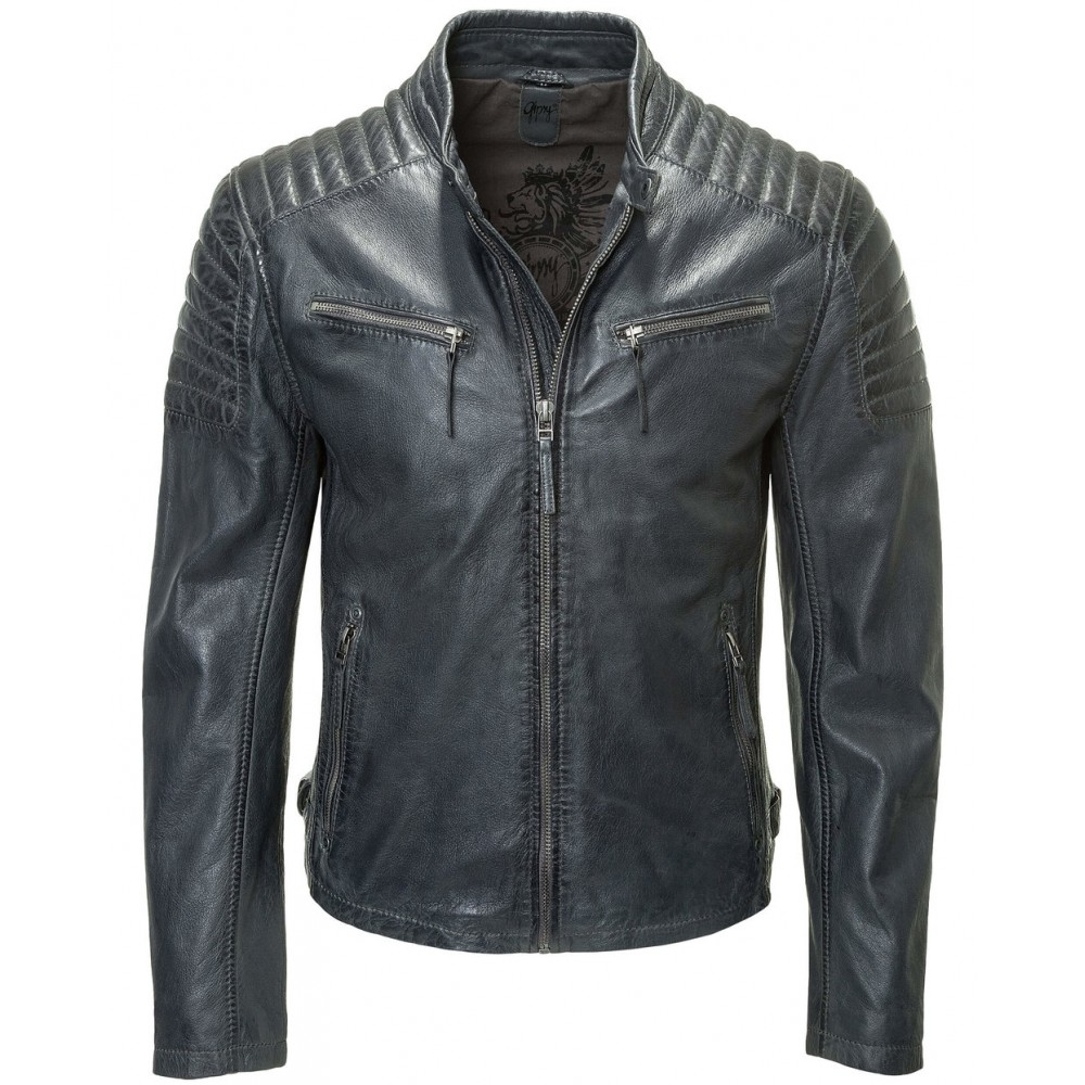 Geaca de Piele Naturala Barbati Gipsy Gri Chester LEGV – Black Friday