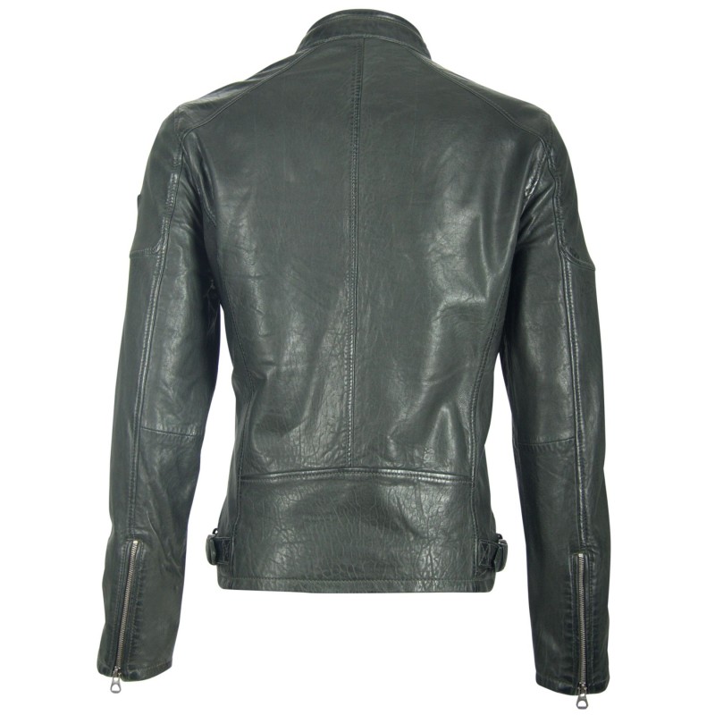 Geaca de Piele Naturala Barbati Gipsy Verde Inchis Clan NZLVT – IMBRACAMINTE